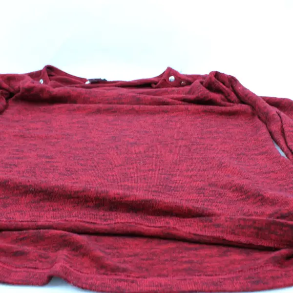 Liz Claiborne Women's Red Space Dye Knit Tunic Top Small Button Shoulder