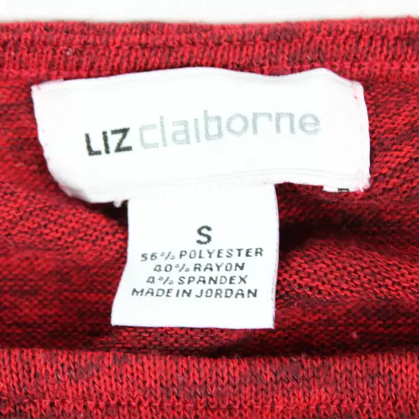 Liz Claiborne Women's Red Space Dye Knit Tunic Top Small Button Shoulder