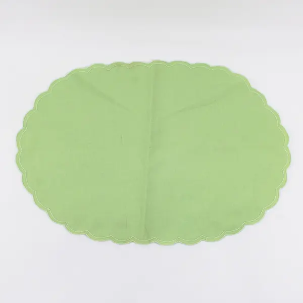 Set of 2 Lime Green Oval Placemats 18.5 x 12.5" Good