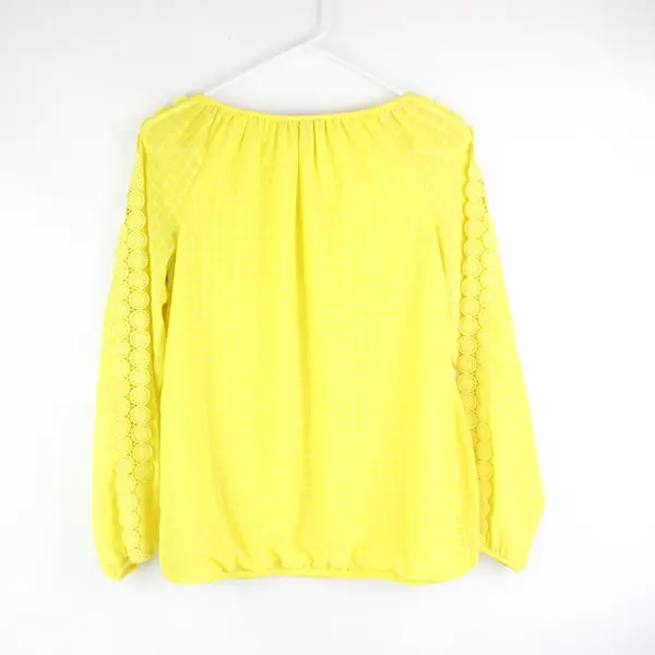 Alyx Women's Yellow Long Sleeve Keyhole Eyelet Floral Sleeve Detail Top Size S