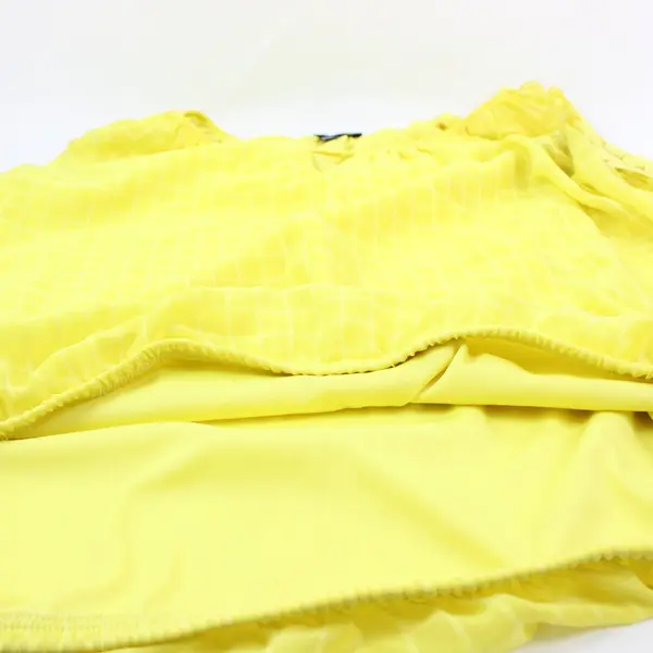 Alyx Women's Yellow Long Sleeve Keyhole Eyelet Floral Sleeve Detail Top Size S