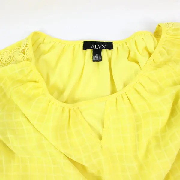 Alyx Women's Yellow Long Sleeve Keyhole Eyelet Floral Sleeve Detail Top Size S