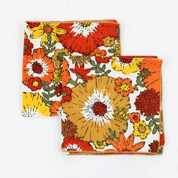 Set of 2 Floral Print Cloth Napkins 16 x 16 Inch