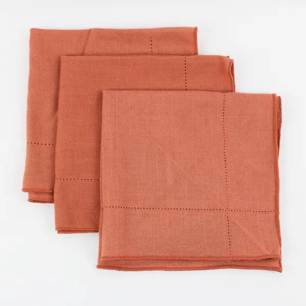 Lot of 3 Orange Square 16 x 16" Cloth Napkins