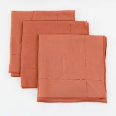 Lot of 3 Orange Square 16 x 16" Cloth Napkins