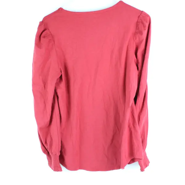 Amazon Essentials Women's Red Long Sleeve Top Smocked Cuffs Size M