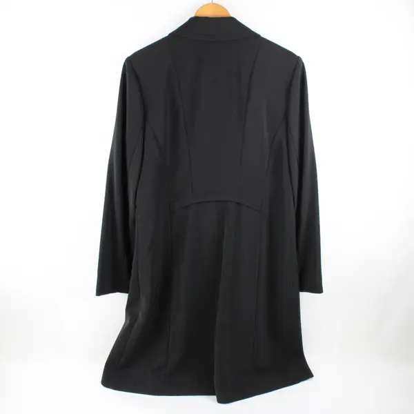 Gallery Women's Black Fully Lined Trench Coat Size M Button Up Faux Pockets