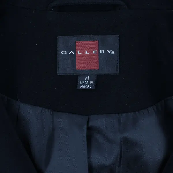 Gallery Women's Black Fully Lined Trench Coat Size M Button Up Faux Pockets