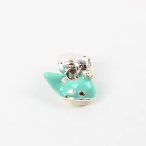 Light Blue White Enamel Whale Dangle Charm Nautical Jewelry