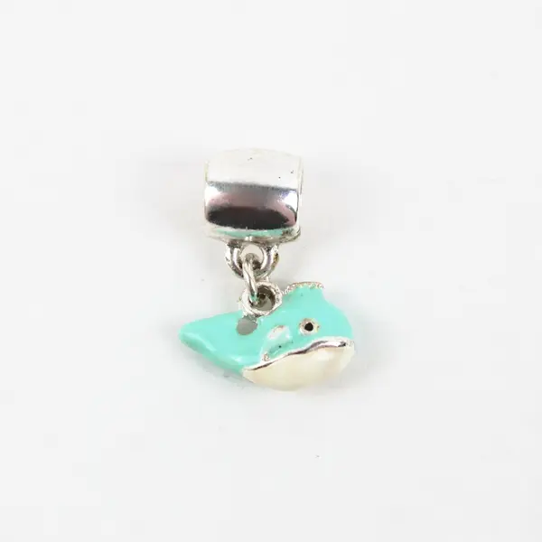 Light Blue White Enamel Whale Dangle Charm Nautical Jewelry