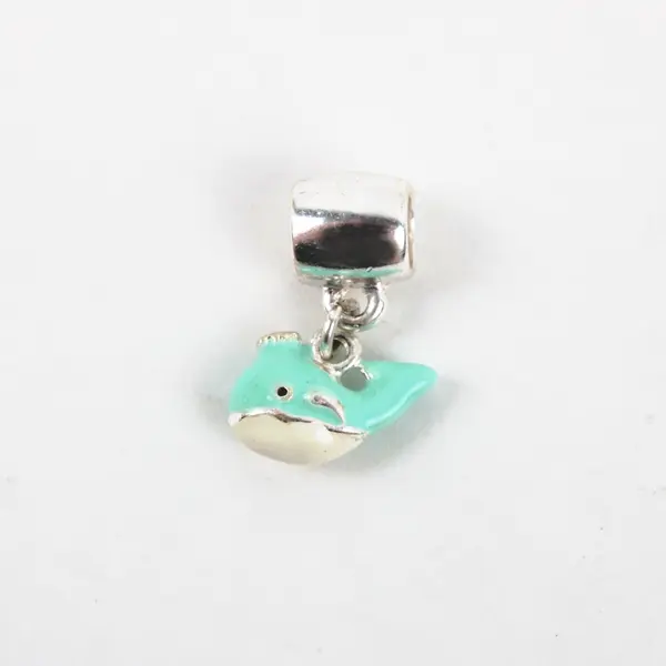 Light Blue White Enamel Whale Dangle Charm Nautical Jewelry