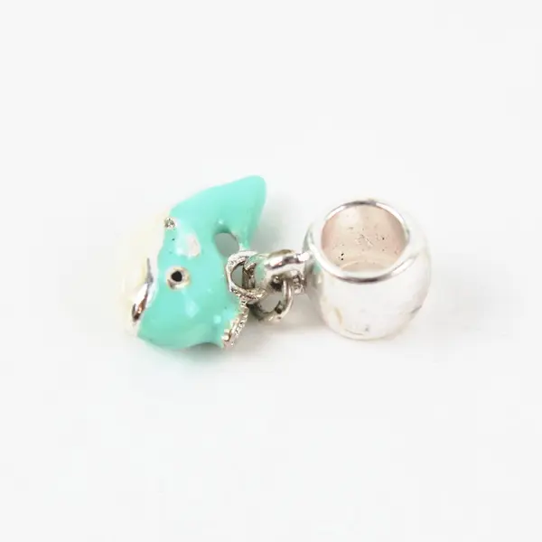 Light Blue White Enamel Whale Dangle Charm Nautical Jewelry