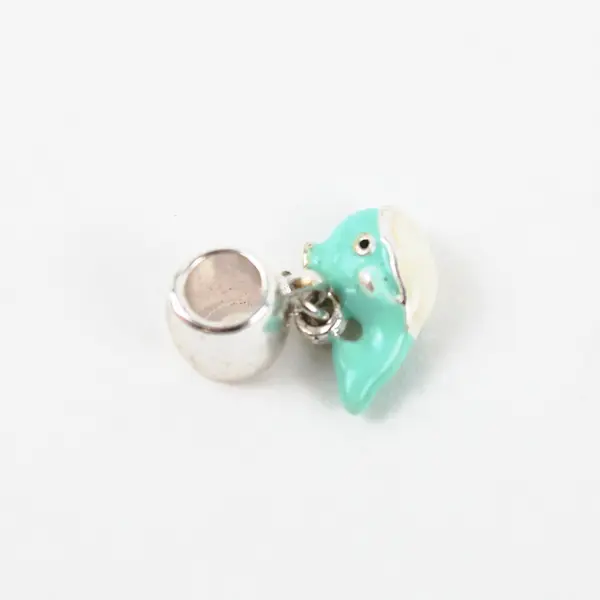 Light Blue White Enamel Whale Dangle Charm Nautical Jewelry