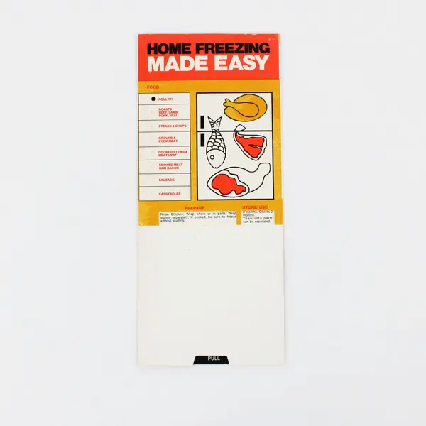 Vintage Food Home Freezing Made Easy Sliding Checklist Card