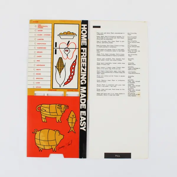 Vintage Food Home Freezing Made Easy Sliding Checklist Card