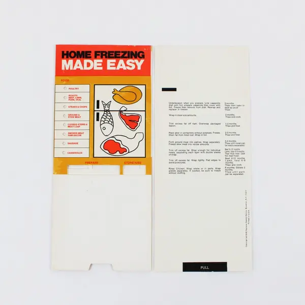 Vintage Food Home Freezing Made Easy Sliding Checklist Card