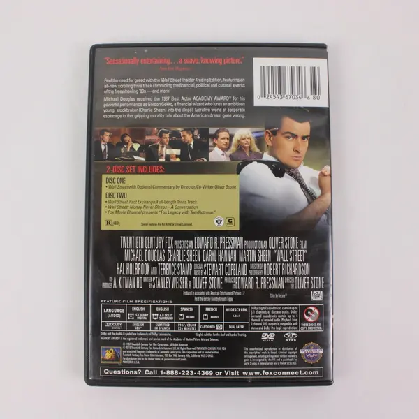Wall Street 2-Disc DVD Set 2010 Insider Trading Ed., Douglas, Sheen, Hannah 