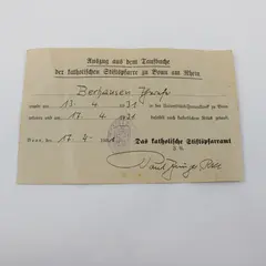 German Catholic Baptism Certificate 1931 Bonn am Rhein Auszug