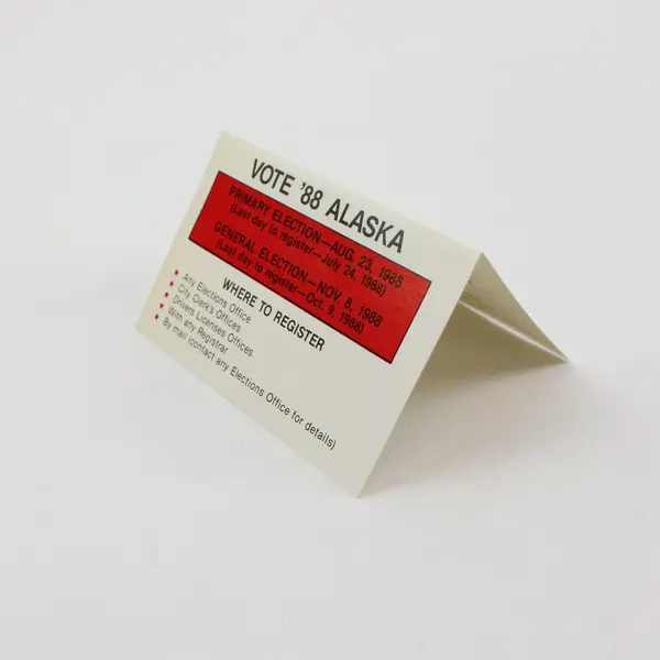 1988 Alaska Vote '88 Primary Election Voter Registration Information Card