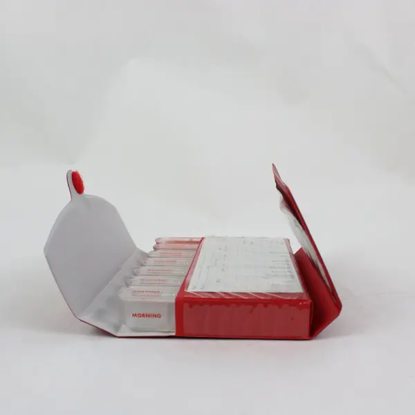 PILBOX Liberty Weekly Medication Organizer Red Travel Pill Case