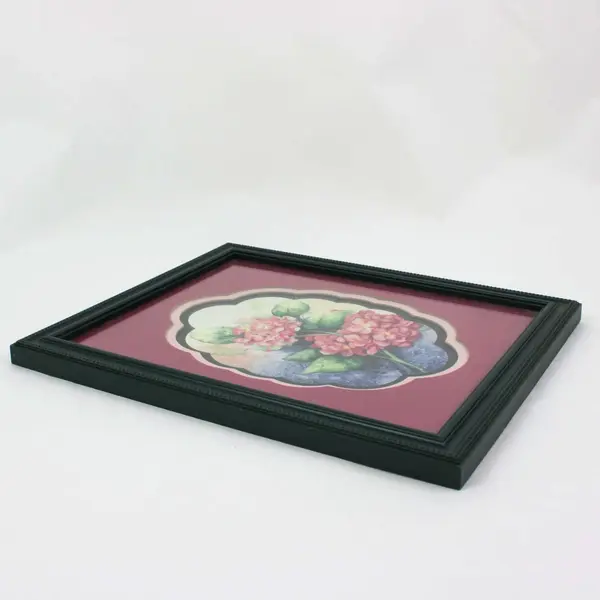 Set of 2 Framed Floral Artwork Pink Green Ornate Frames