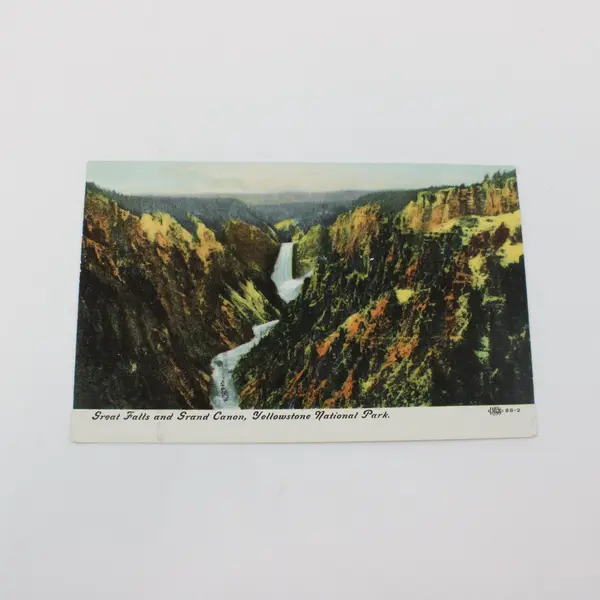 Antique Great Falls & Grand Canon Yellowstone National Park Litho Postcard 