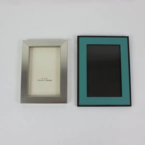 Lot of 2 MILANO 4x6 Photo Frames Silver Teal Black Tabletop