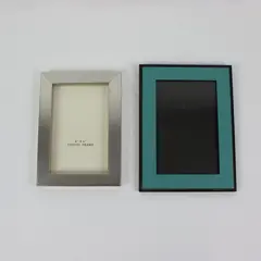 Lot of 2 MILANO 4x6 Photo Frames Silver Teal Black Tabletop