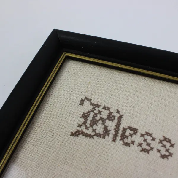 Bless This House Cross-Stitch Wall Art Black Wood Frame 12x12