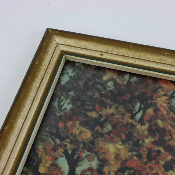 Vintage Framed Landscape Art Print Country Cottage Gold Painted Frame