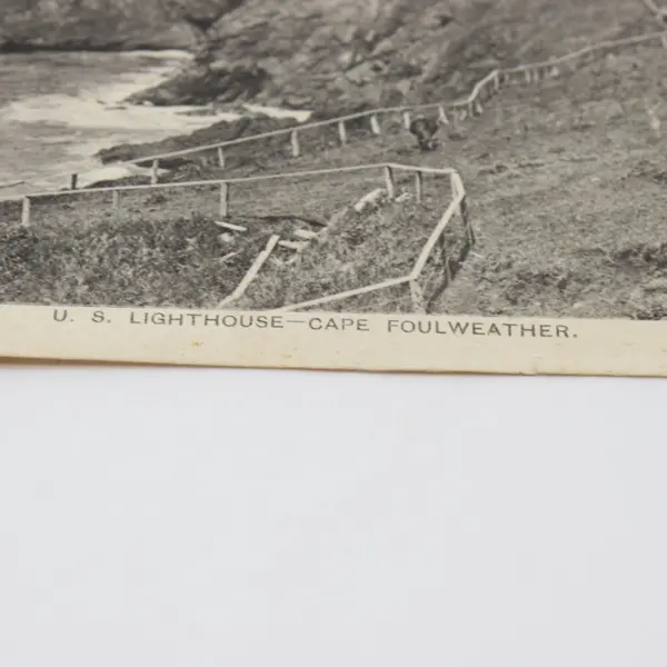 Antique Cape Foulweather Lighthouse Newport Oregon Coast Lithograph 6 x 4.25 in