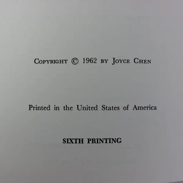 Joyce Chen Cook Book 1962 Sixth Printing Hardcover Chinese Cookbook Dust Jacket