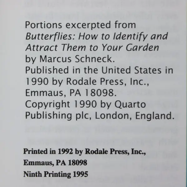 Attracting Butterflies to Your Garden Booklet 1992, Rodale Press