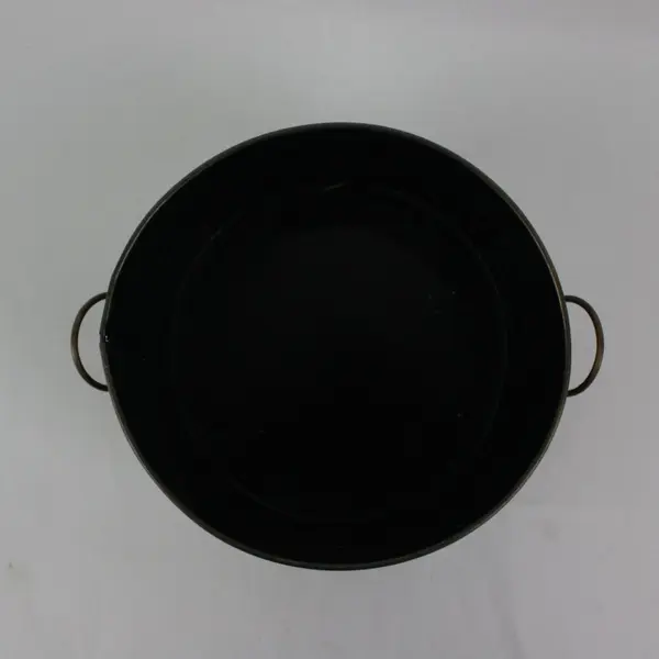 Vintage Embossed Copper-Tone Metal Bowl Container with Handles