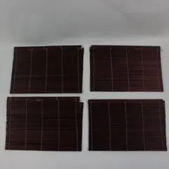 Set of 4 Bamboo Placemats Dark Brown Striped Roll-Up