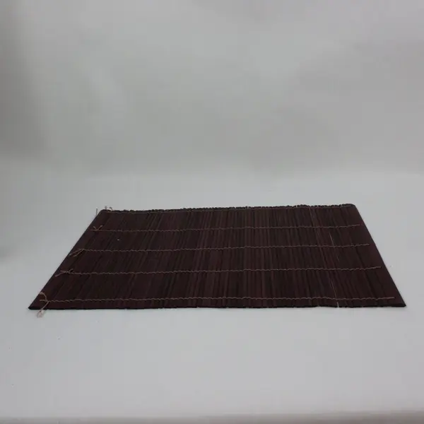 Set of 4 Bamboo Placemats Dark Brown Striped Roll-Up
