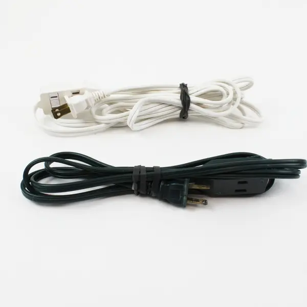 Lot of 2 Extension Cords Black 3ft White 6ft KAB-1F Untested