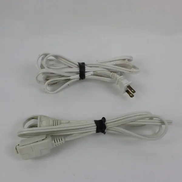 Lot of 2 White Extension Cords 5ft & 6ft