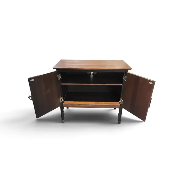 Dark Wood Cabinet With Brass Lock Hardware - Local Pickup Only