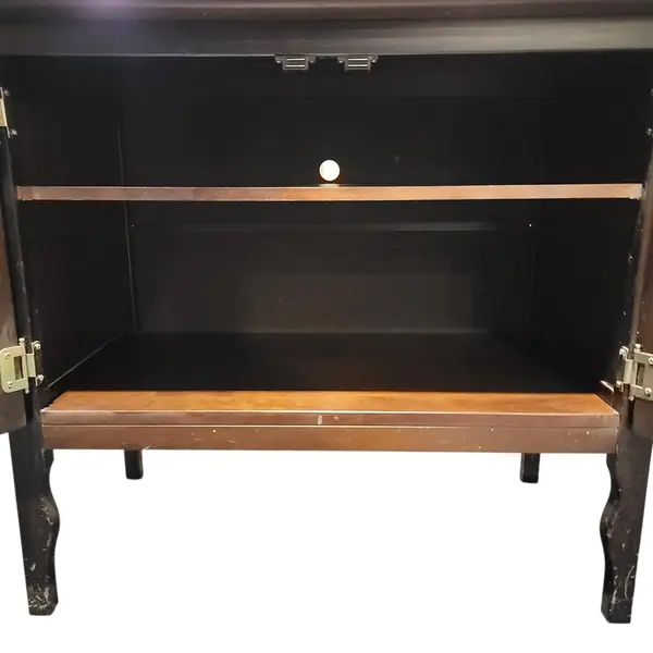 Dark Wood Cabinet With Brass Lock Hardware - Local Pickup Only