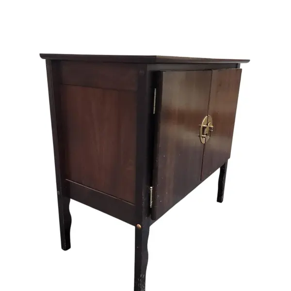 Dark Wood Cabinet With Brass Lock Hardware - Local Pickup Only