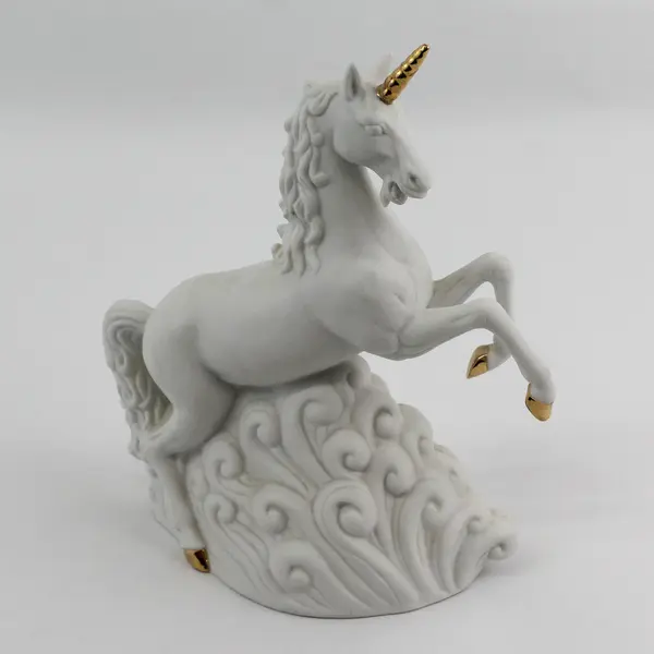 San Francisco Music Box Porcelain Rearing Unicorn With Gold Horn And Hooves