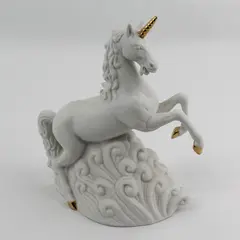 San Francisco Music Box Porcelain Rearing Unicorn With Gold Horn And Hooves