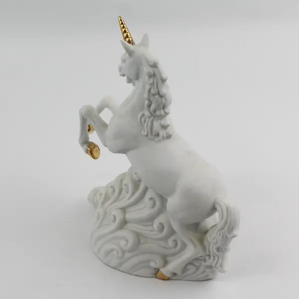 San Francisco Music Box Porcelain Rearing Unicorn With Gold Horn And Hooves