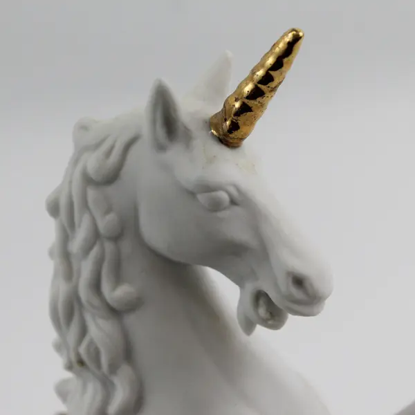 San Francisco Music Box Porcelain Rearing Unicorn With Gold Horn And Hooves
