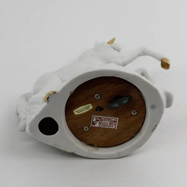 San Francisco Music Box Porcelain Rearing Unicorn With Gold Horn And Hooves