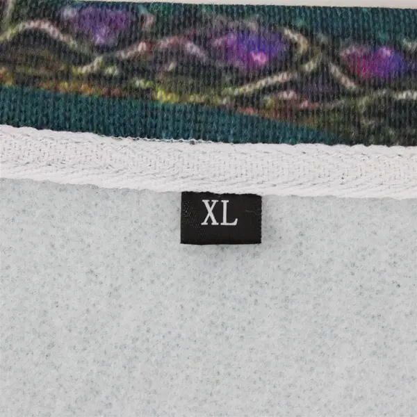 Women's XL Purple Green Tree Design V-Neck Pullover 