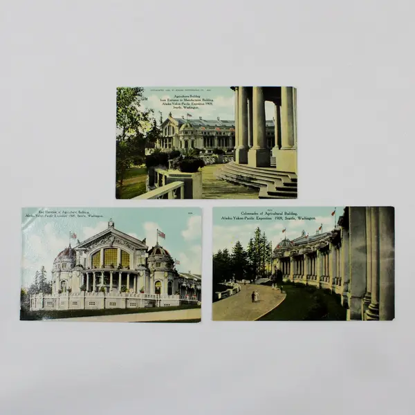 Lot Of 3 Alaska Yukon Exposition 1909 Agricultural Building Litho Postcards 