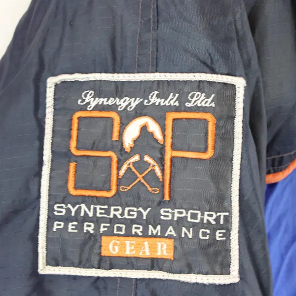 International Synergy Sport Men's L Insulated Jacket Blue Zip-Up Removable Hood 
