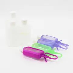 Lot of 7 Plastic Travel-Size Squeeze Bottles Clear and Opaque, 4 Keychains